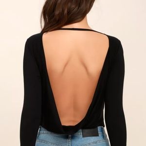 NEW Lulu's Black Backless Bodysuit